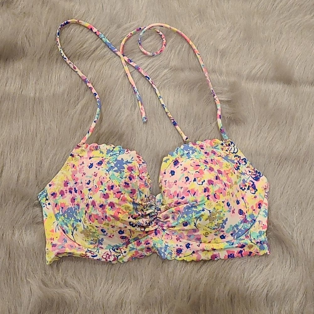 Victoria secret bright color‎ floral swim suit top size 34c